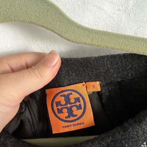 Tory Burch charcoal gray sequined wool dress with nude sheer slip lining size S - Picture 6 of 10